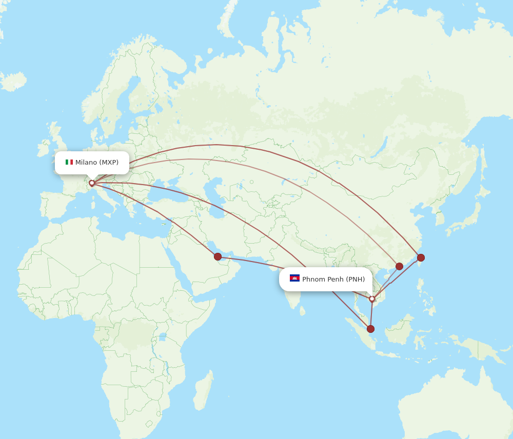 MXP to PNH flights and routes map