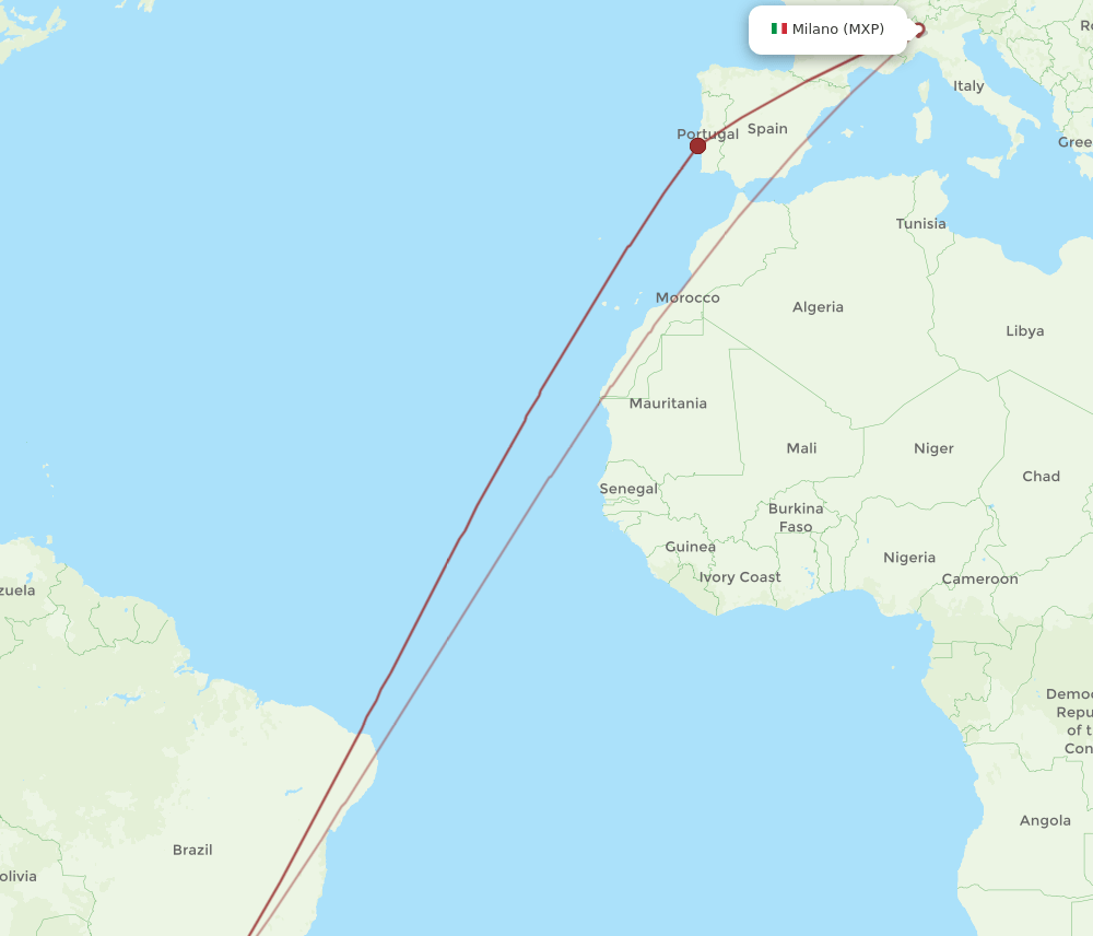 MXP to POA flights and routes map