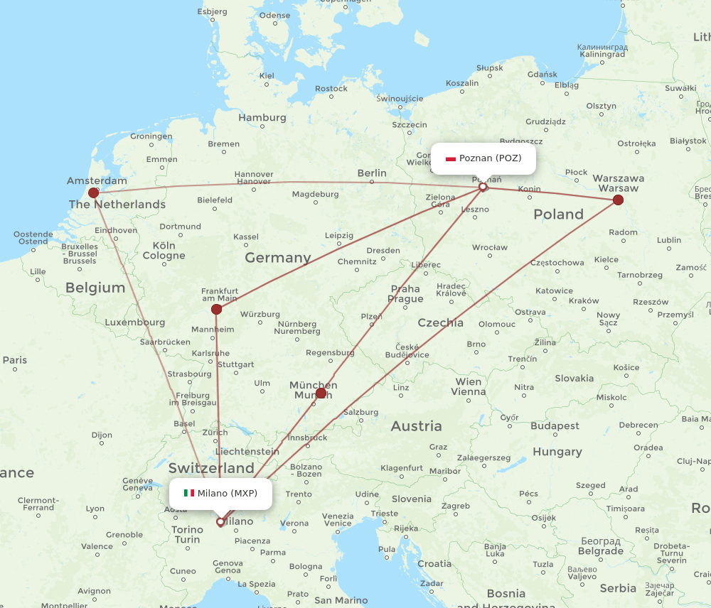 MXP-POZ flight routes
