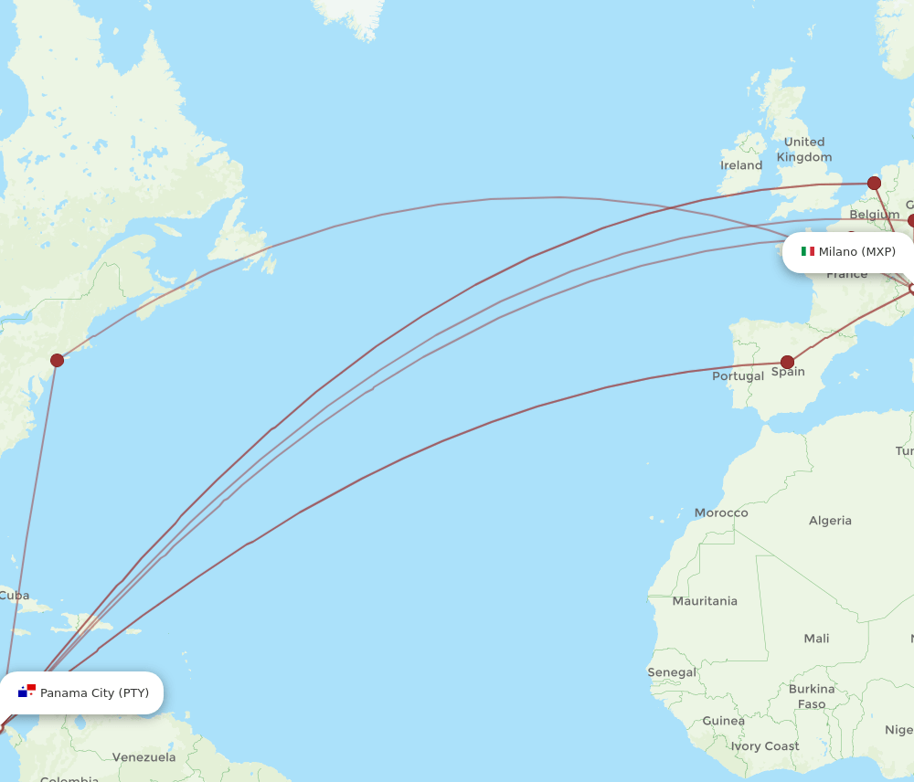MXP-PTY flight routes