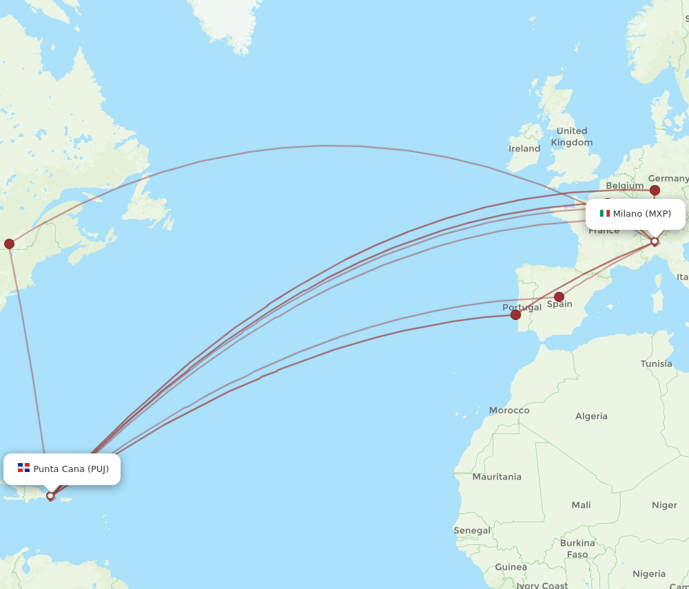 MXP-PUJ flight routes