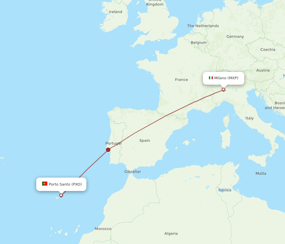 MXP-PXO flight routes