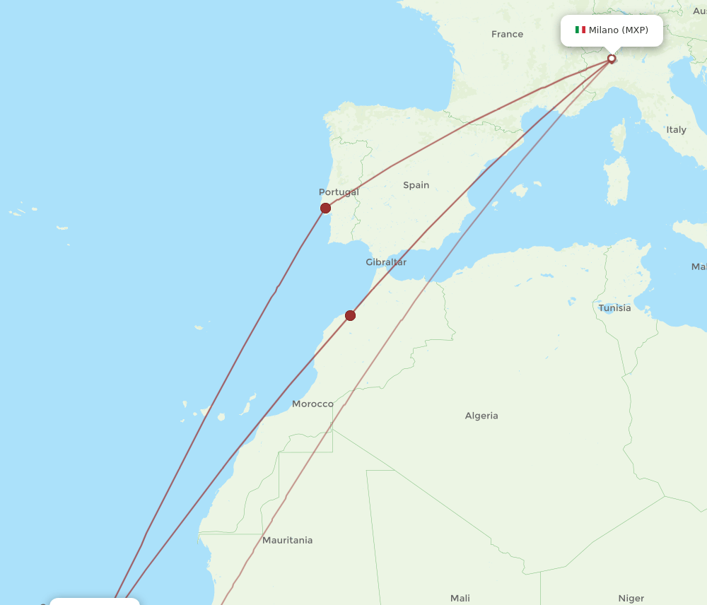MXP-RAI flight routes