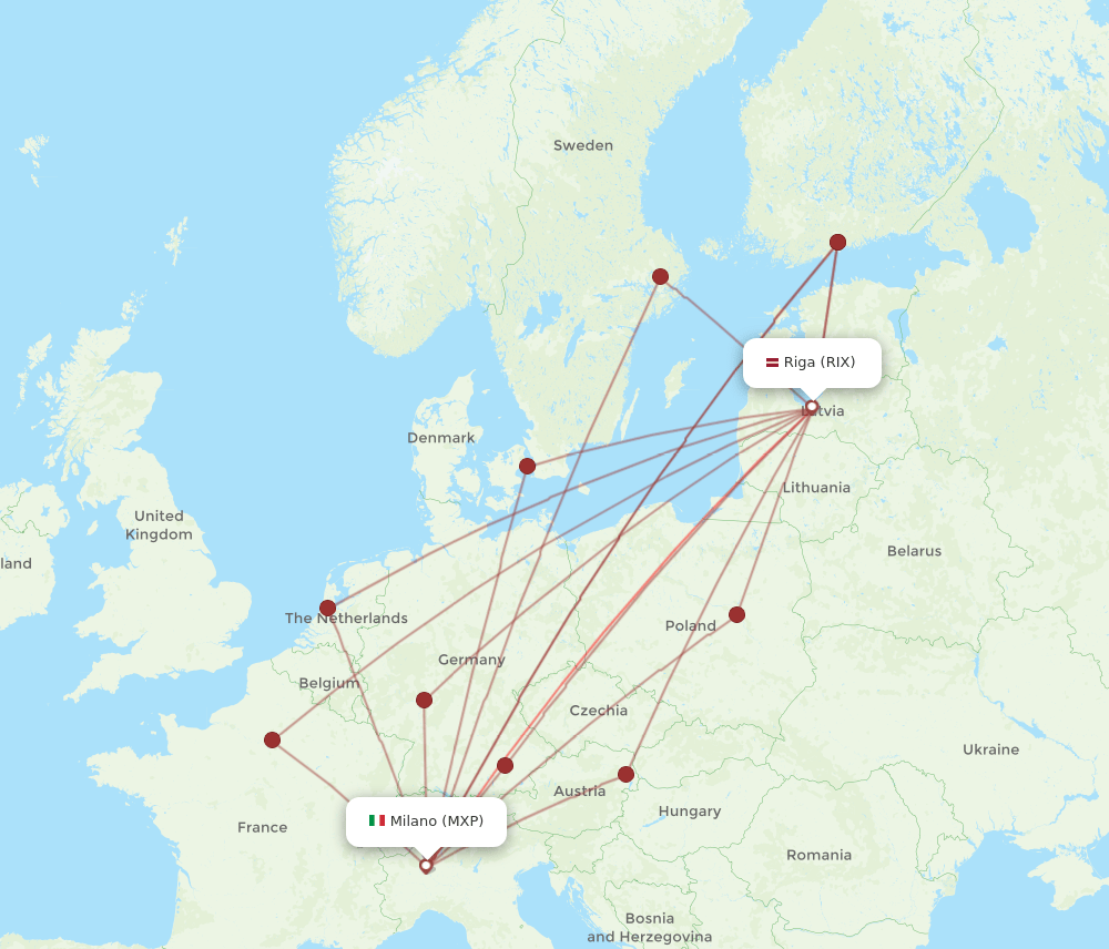 MXP-RIX flight routes