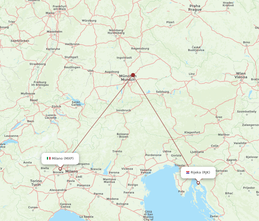 MXP-RJK flight routes