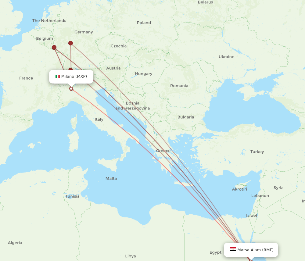 MXP to RMF flights and routes map