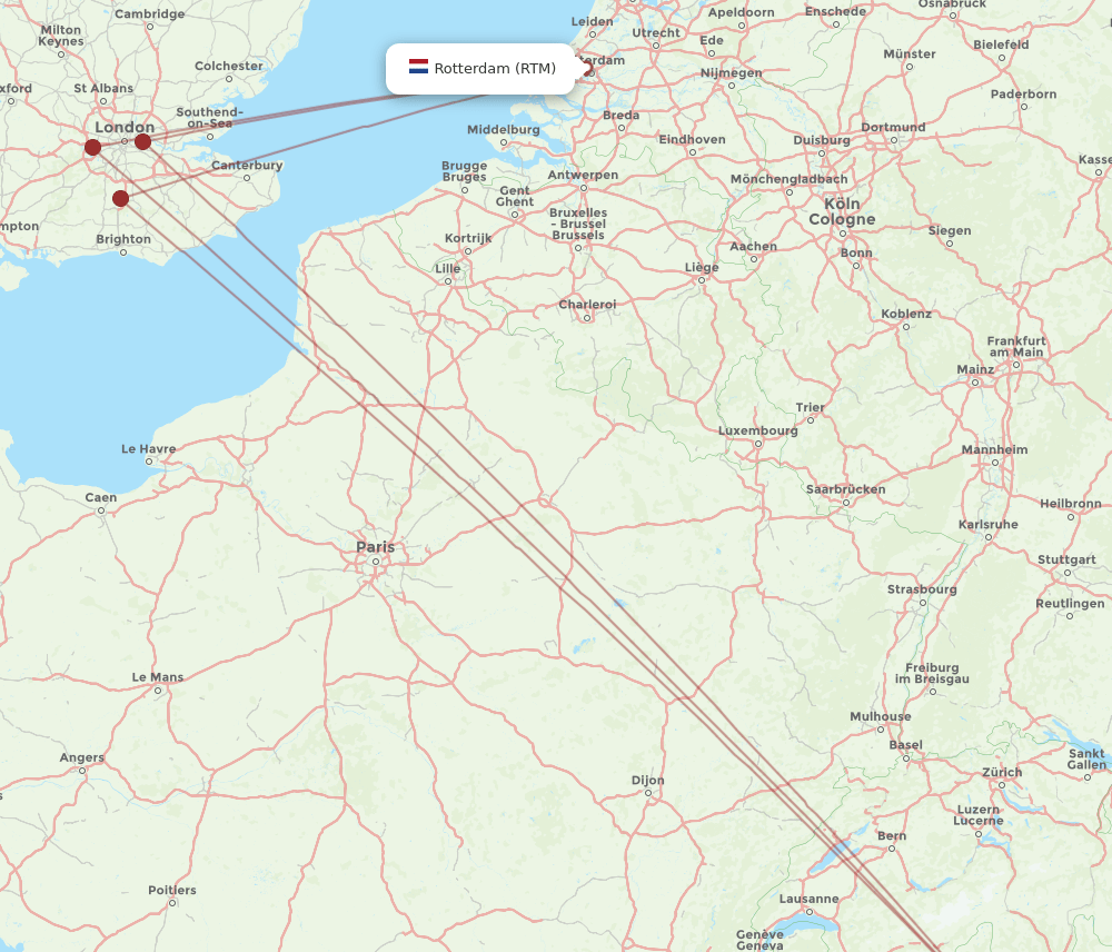 MXP to RTM flights and routes map