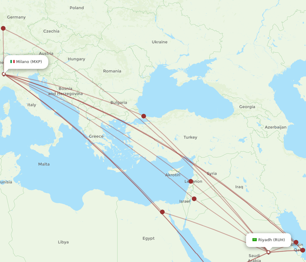 MXP-RUH flight routes