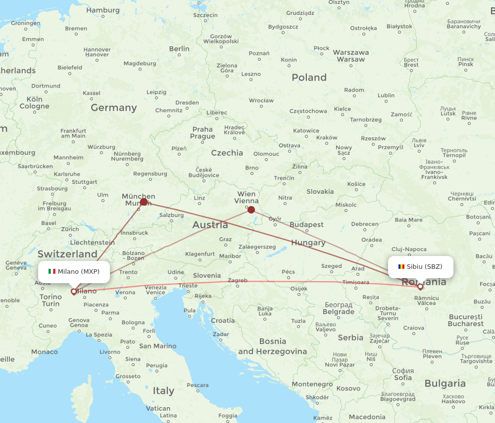 MXP-SBZ flight routes