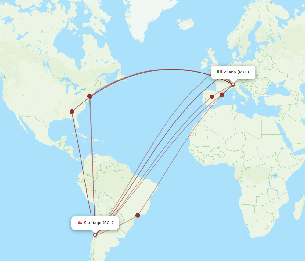 MXP-SCL flight routes