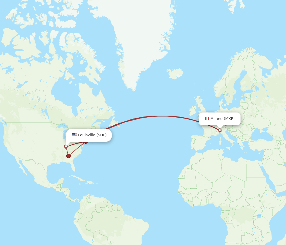 MXP-SDF flight routes
