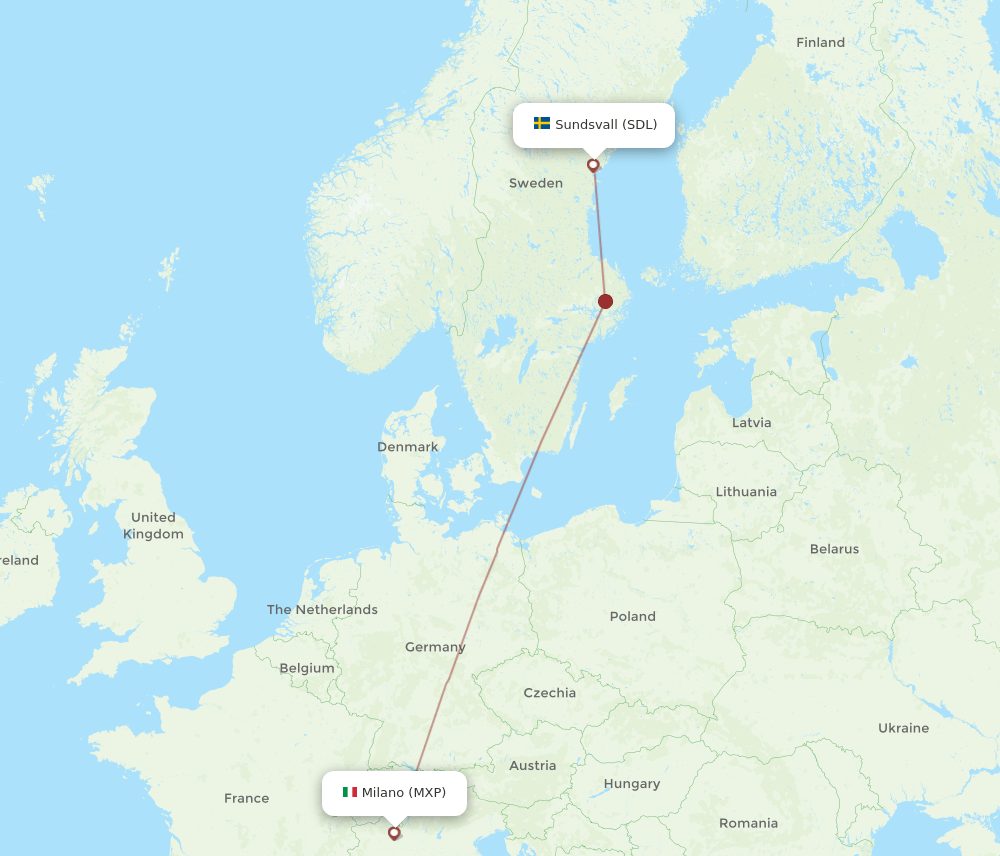 MXP-SDL flight routes