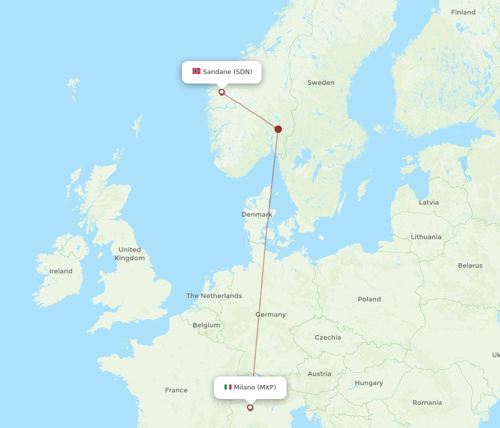 MXP-SDN flight routes