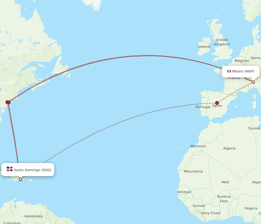 MXP-SDQ flight routes