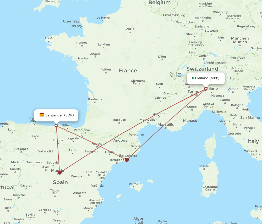 MXP-SDR flight routes