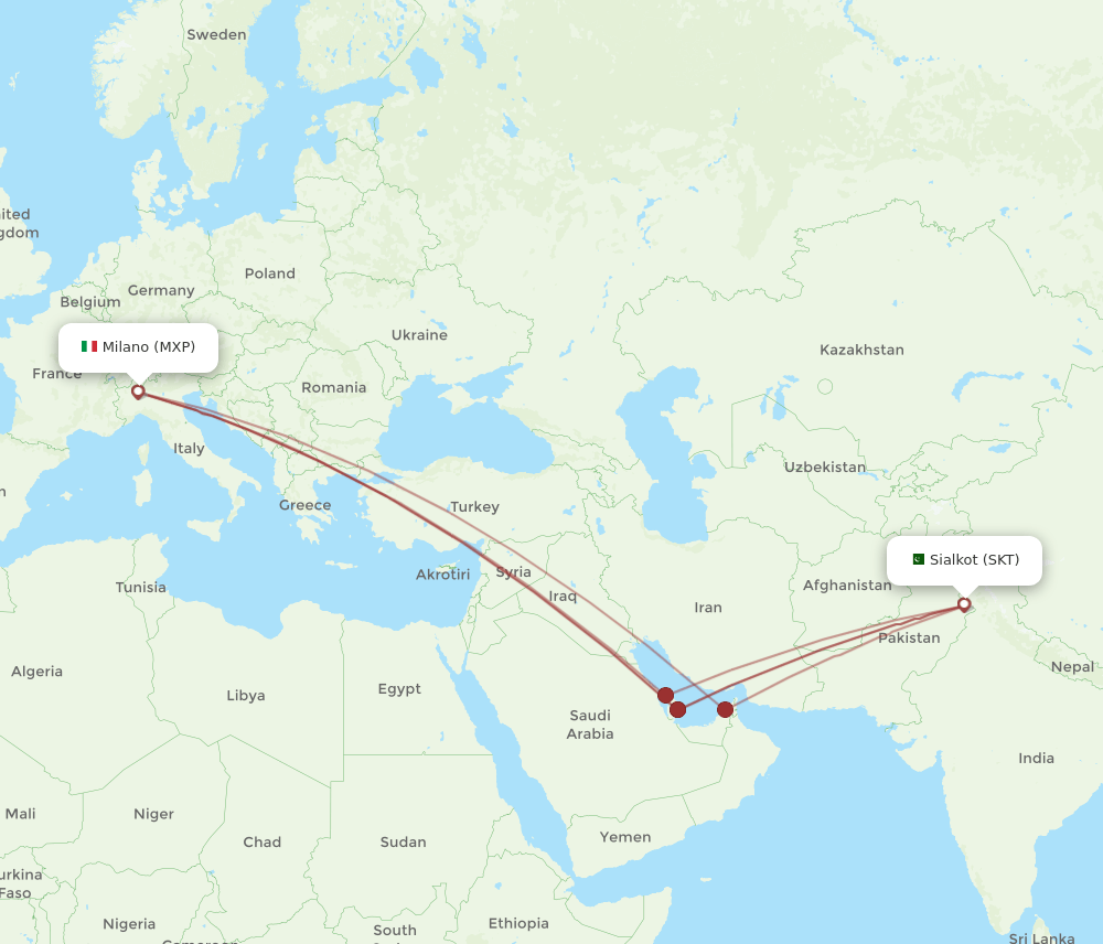 MXP-SKT flight routes