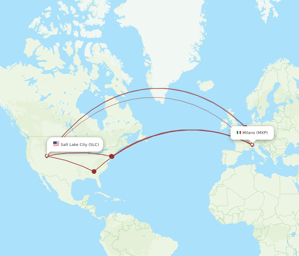 MXP-SLC flight routes