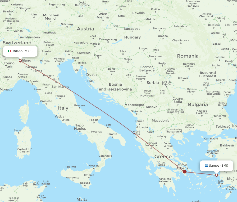 MXP-SMI flight routes