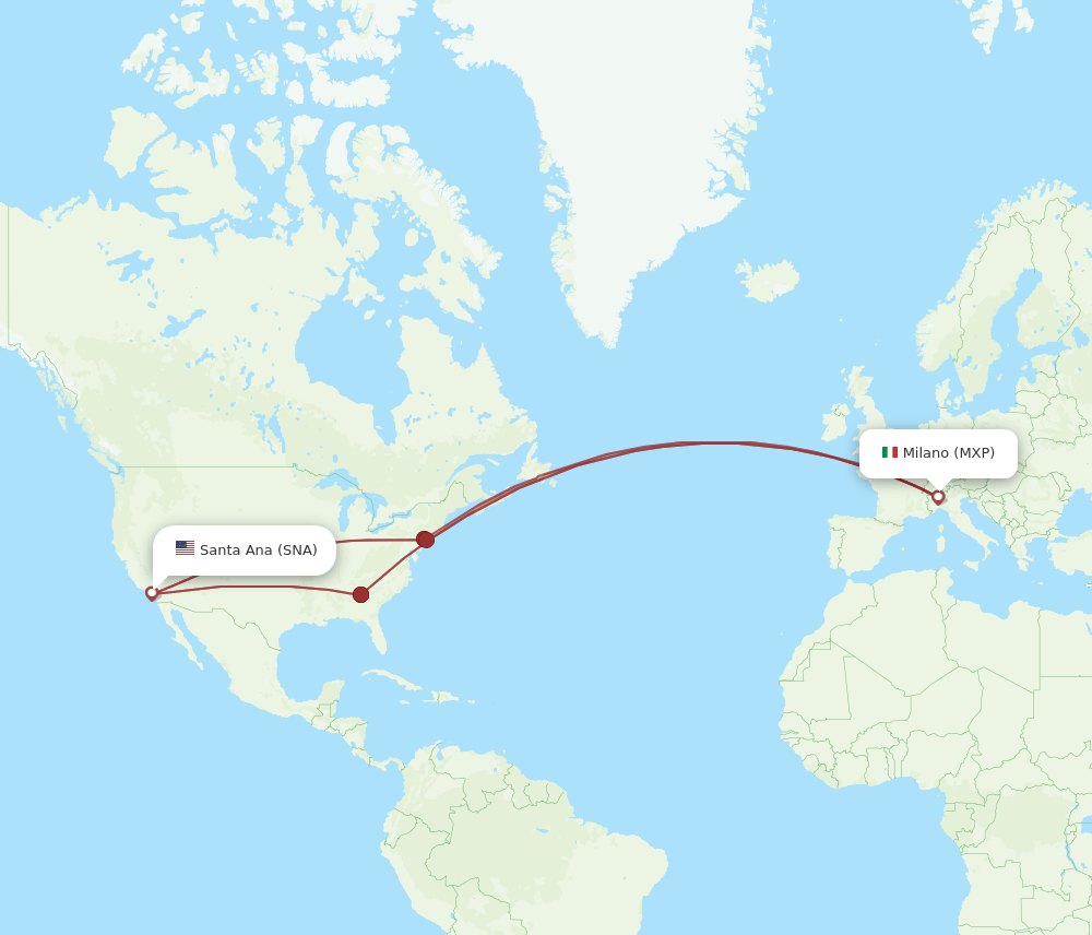 MXP-SNA flight routes