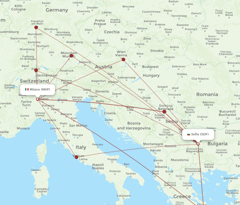 MXP-SOF flight routes