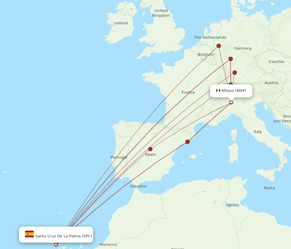 MXP-SPC flight routes