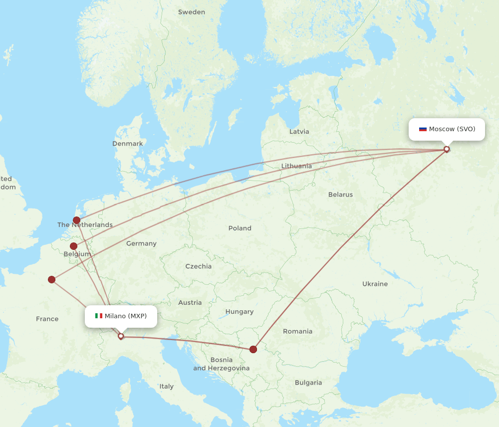 MXP to SVO flights and routes map