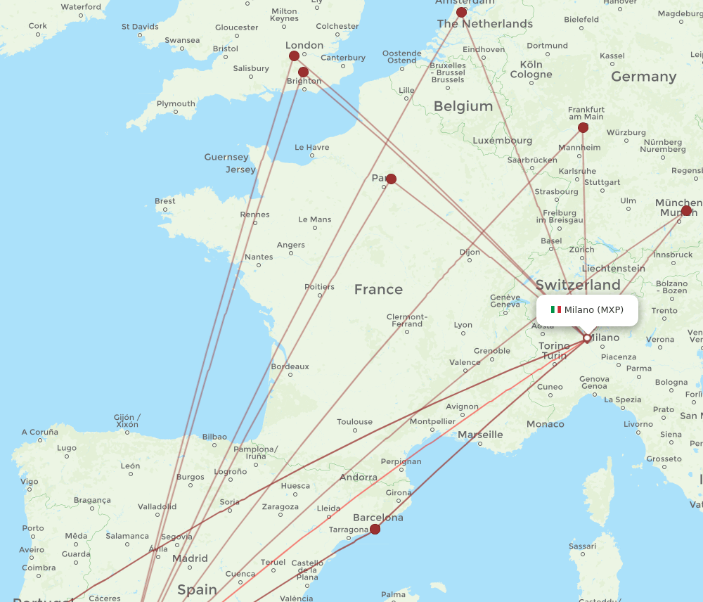 MXP to SVQ flights and routes map