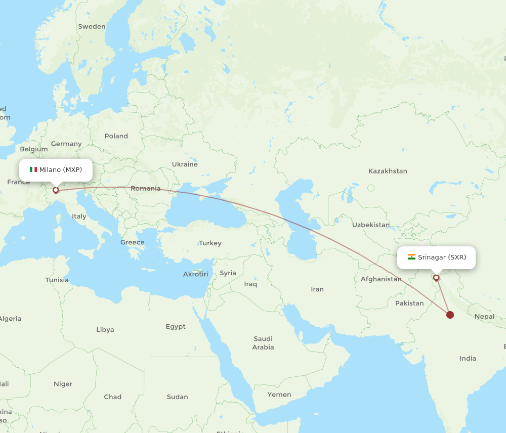 MXP-SXR flight routes