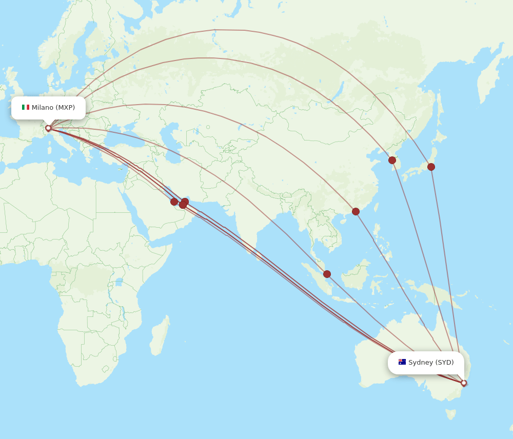 MXP-SYD flight routes