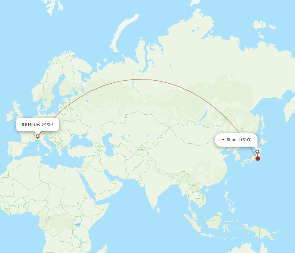 MXP to SYO flights and routes map