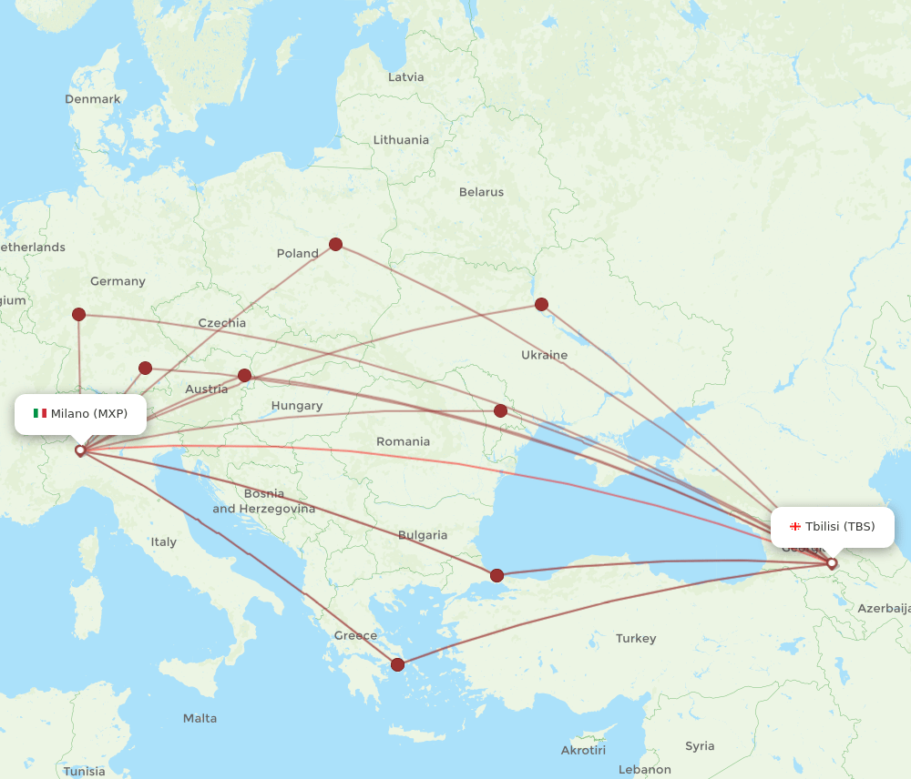 MXP-TBS flight routes