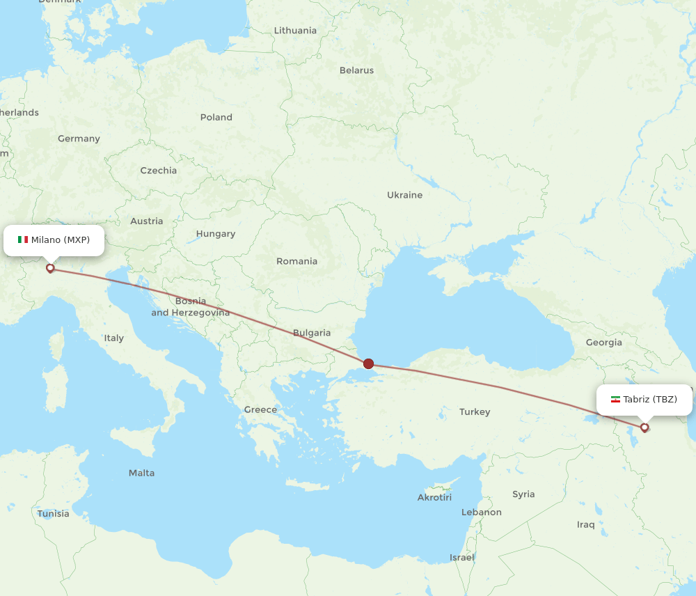 MXP to TBZ flights and routes map