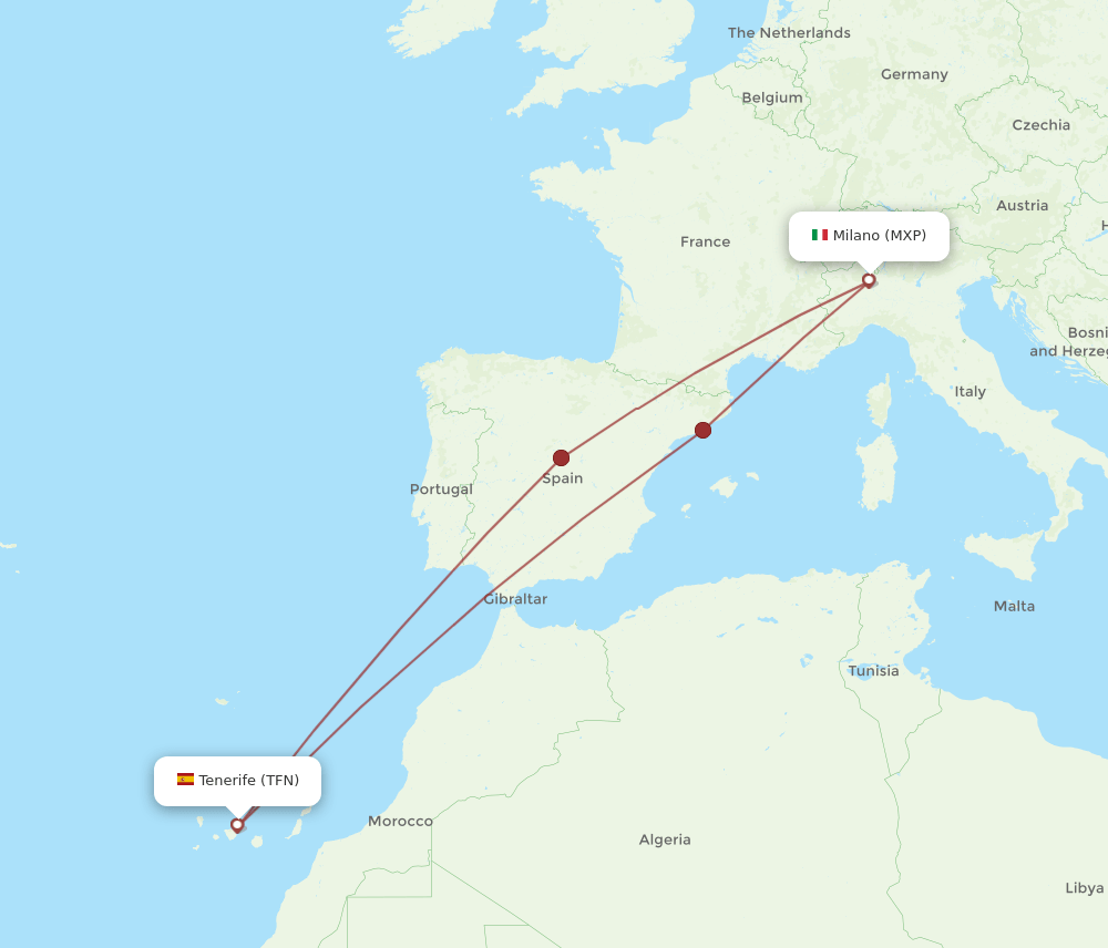 MXP-TFN flight routes