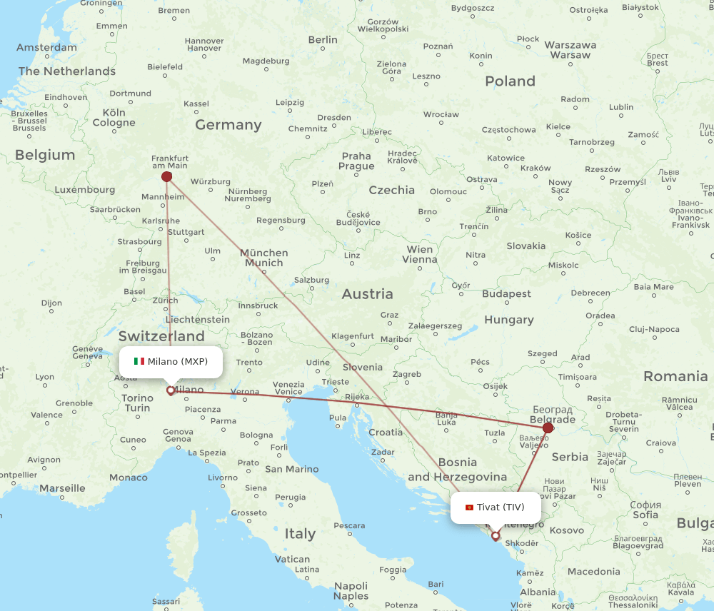 MXP-TIV flight routes