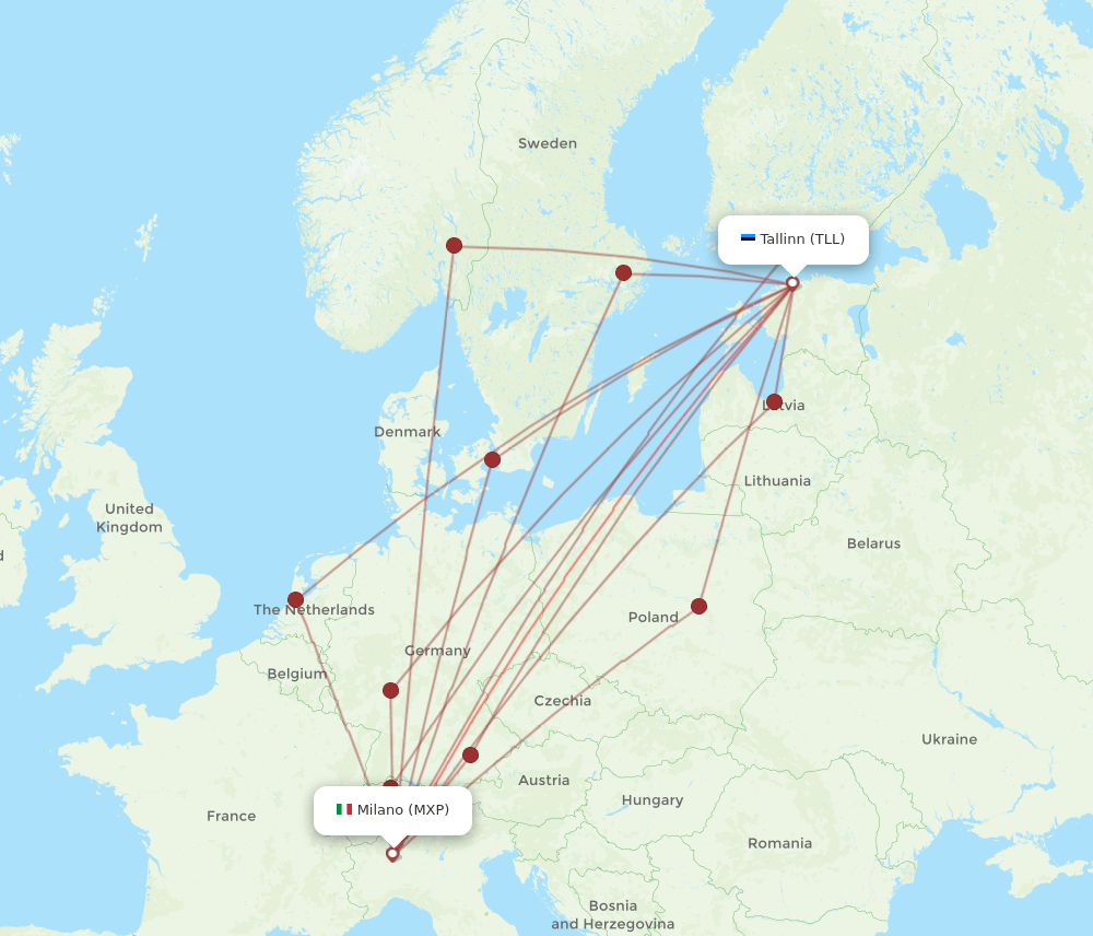 MXP-TLL flight routes