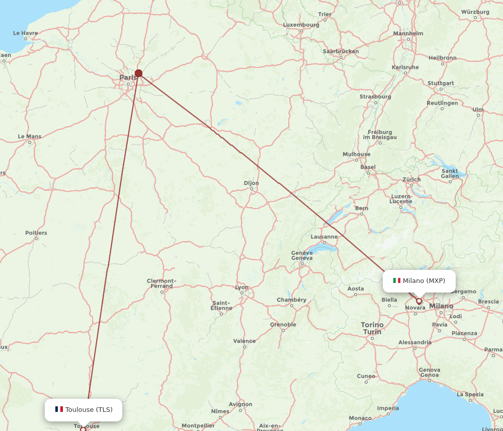 MXP to TLS flights and routes map