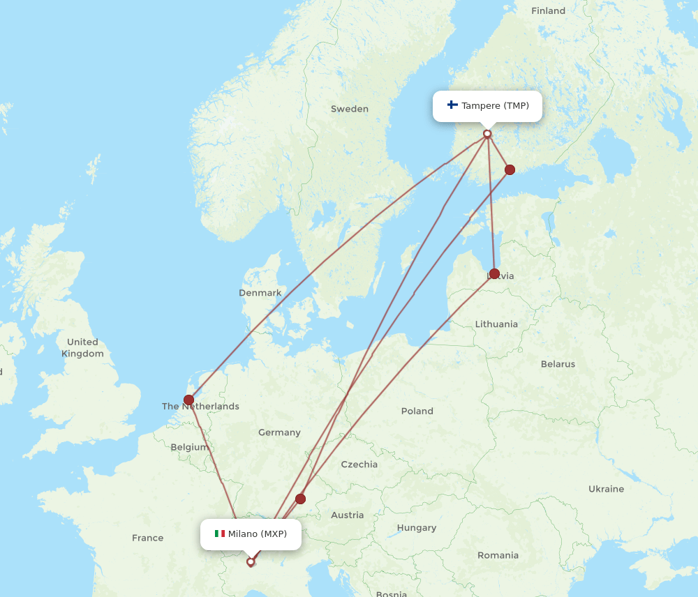 MXP-TMP flight routes