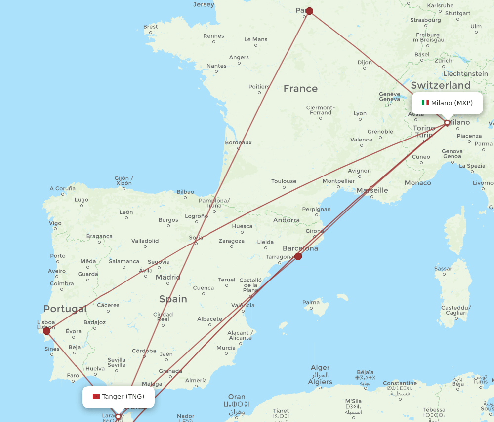 MXP-TNG flight routes
