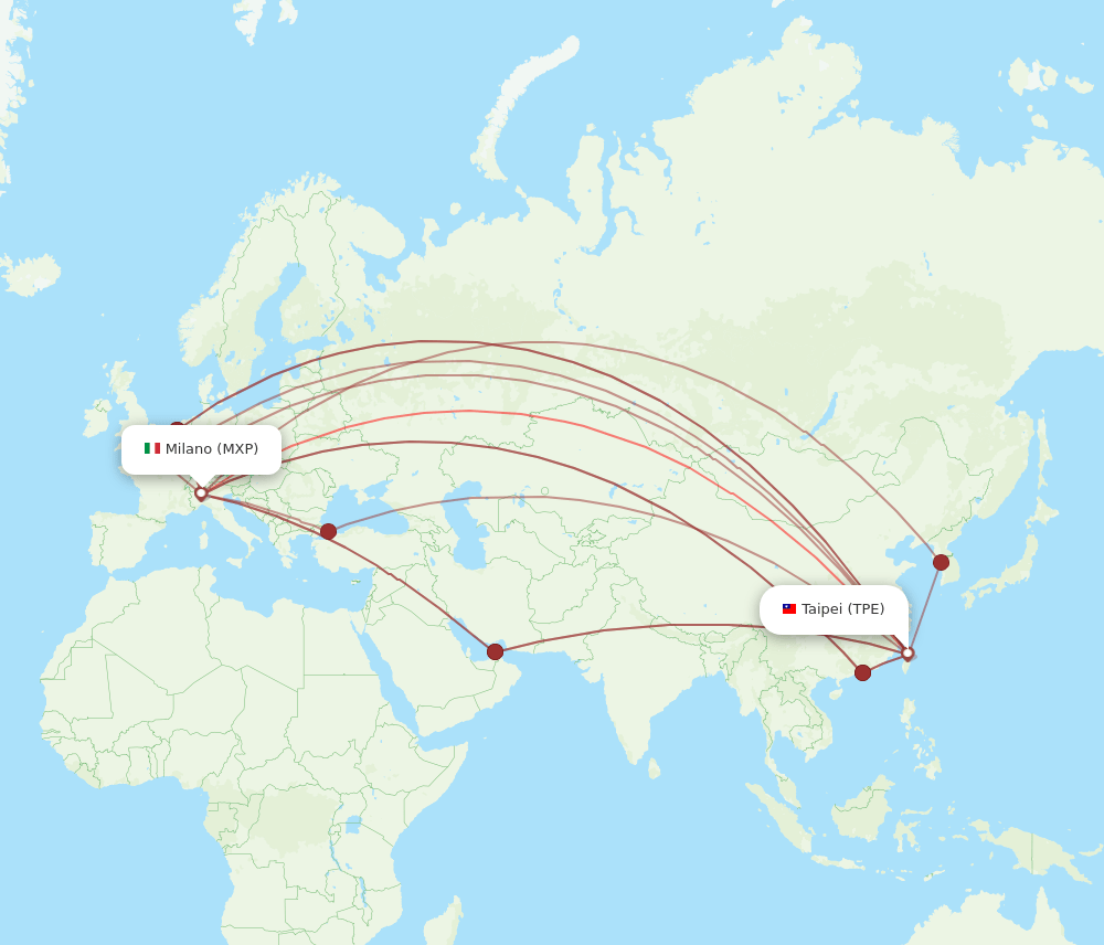 MXP-TPE flight routes