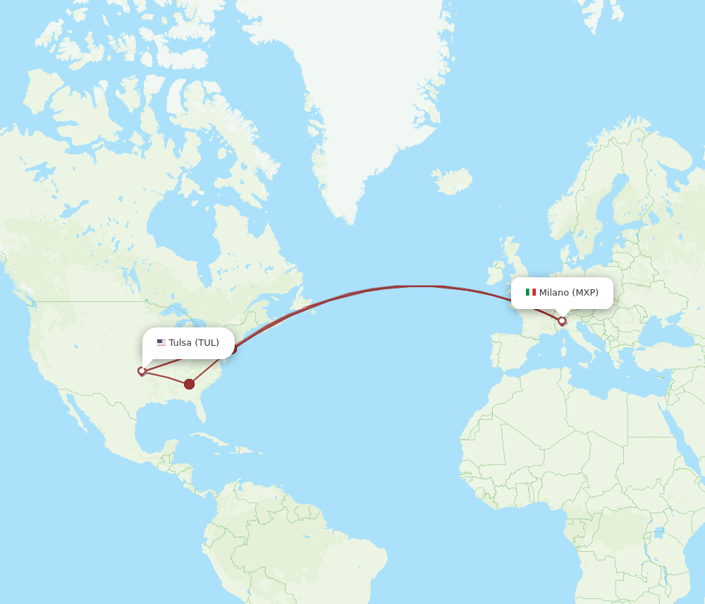 MXP-TUL flight routes