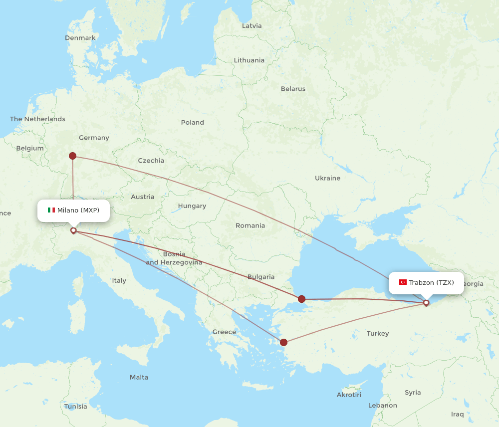 MXP-TZX flight routes