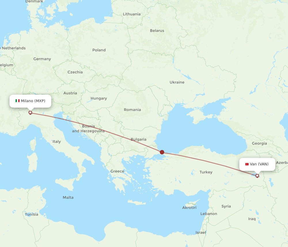 MXP-VAN flight routes