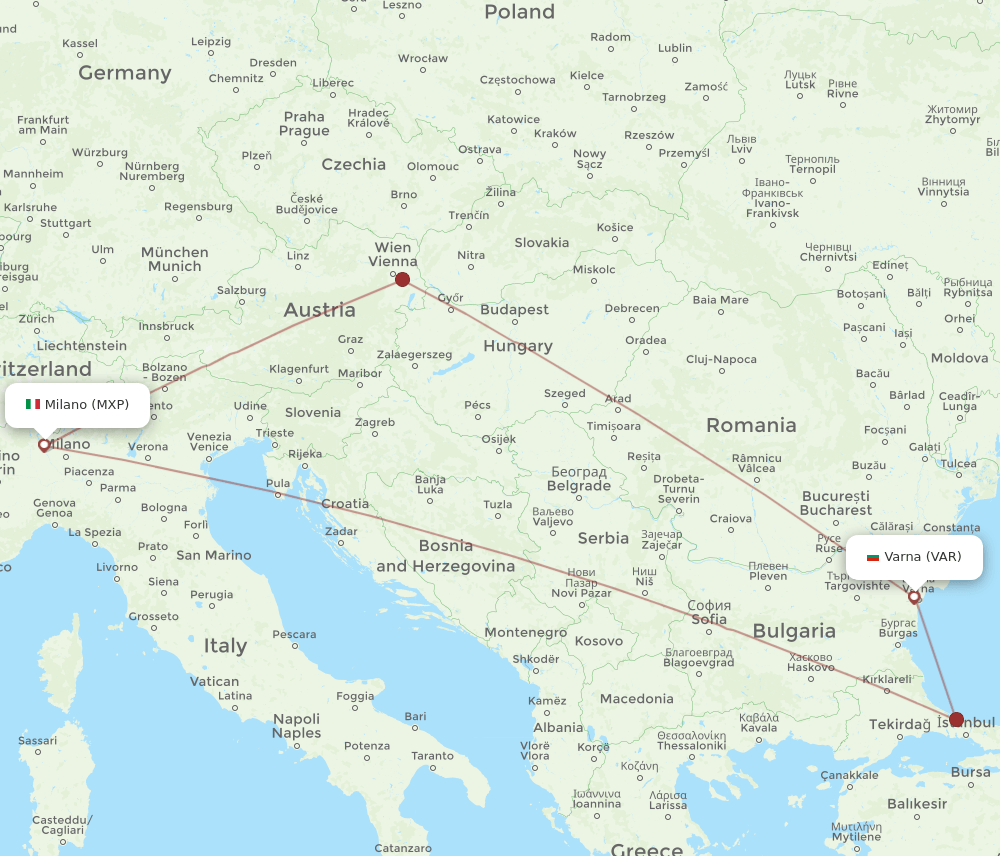 MXP-VAR flight routes