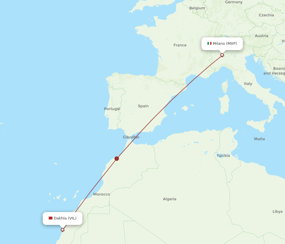 MXP-VIL flight routes