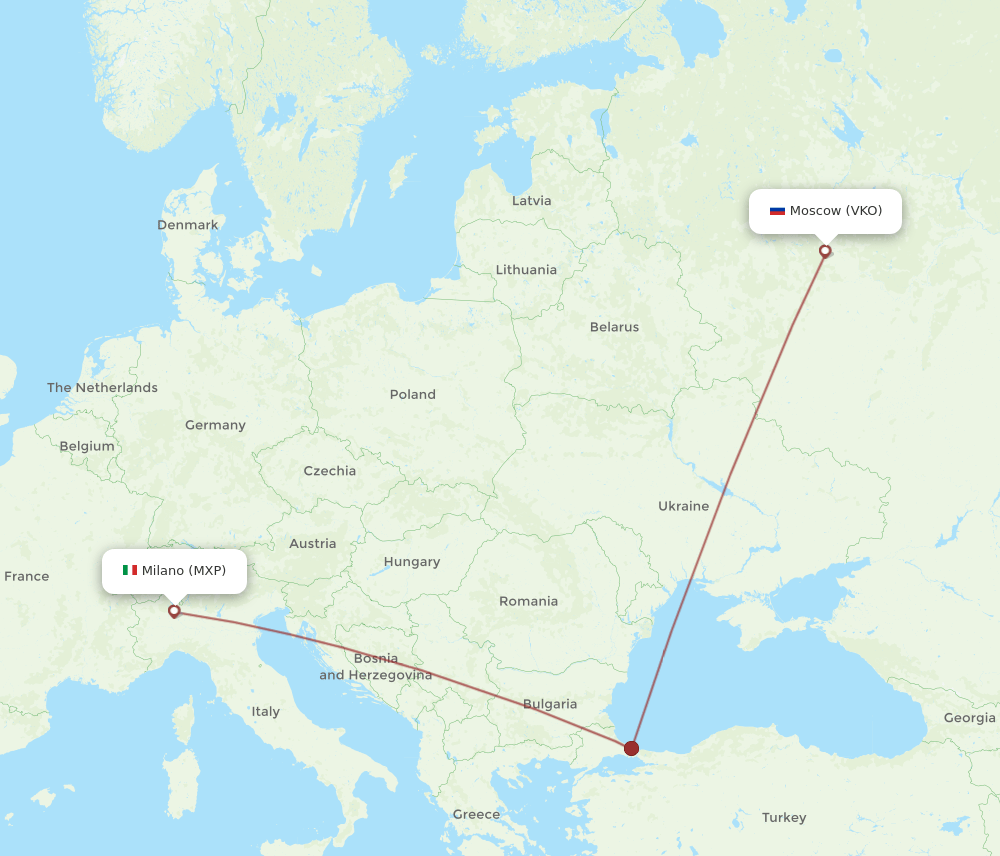MXP-VKO flight routes