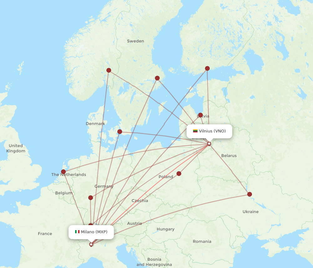 MXP-VNO flight routes