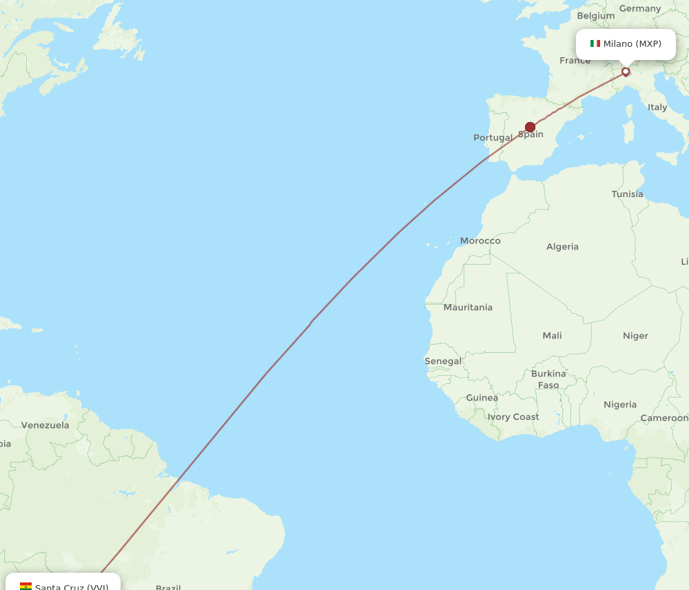 MXP-VVI flight routes