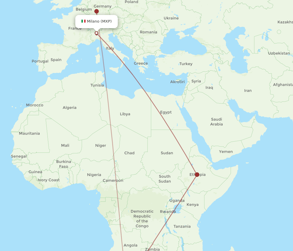 MXP-WDH flight routes