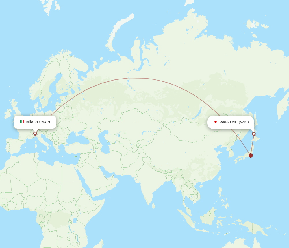 MXP to WKJ flights and routes map
