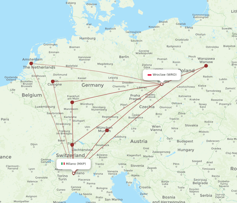 MXP-WRO flight routes